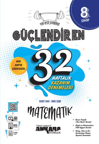 Ankara 8. Sınıf Güçlendiren 32 Haftalık Matematik Kazanım Denemeleri