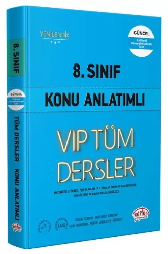 Editör 8. Sınıf VIP Tüm Dersler Konu Anlatımlı Mavi Kitap